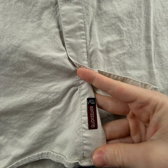 Quiksilver Medium Short Sleeve Gray Surf Pocket Solid Mens Shirt Woven Surf - Picture 11 of 14